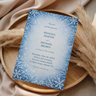 Frostige Blaue Schneeflocken-Winterlandschaft Einladung