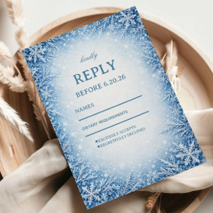 Frostige blaue Schneeflocken-Winterlandschaft RSVP Karte