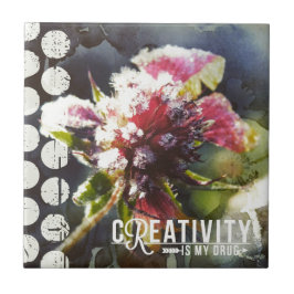 Frostige Blume Kreativität ist mein Medikament Fliese