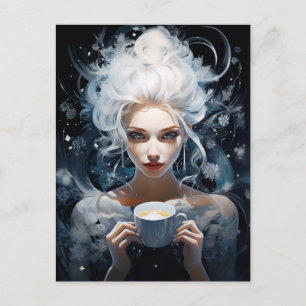 Frostige Brühe: Wintersportler für Kaffeegenießer Feiertagspostkarte