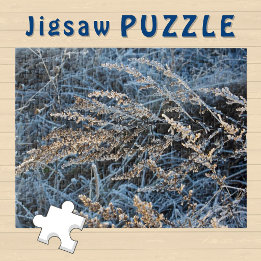 Frostige Eis verdeckte Wintergras-Ästhetik Foto Puzzle