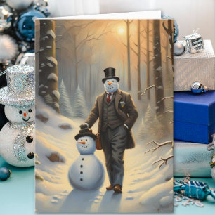 Frostige Eleganz Gentleman Schneemann Unternehmen Feiertagskarte
