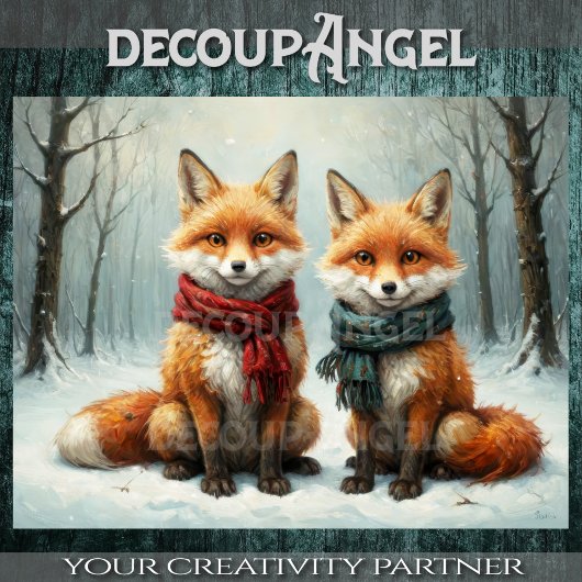 Frostige Freundschaft der Füchse - Decoupage - Seidenpapier
