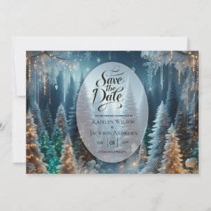 Frostige Kiefern im winterlichen Glanz Hochzeit Save The Date