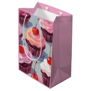 Frostige Kirsch-Cupcakes Geburtstagsfeier Mittlere Geschenktüte