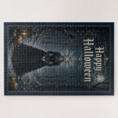 Frostige Mitternachts-Halloween-Verzauberin Puzzle (Horizontal)