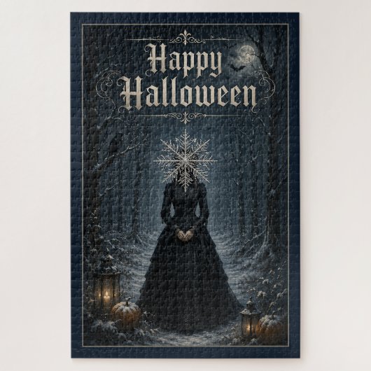 Frostige Mitternachts-Halloween-Verzauberin Puzzle (Vertikal)