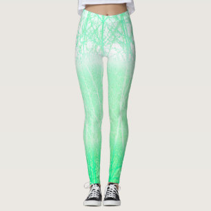Frostige Neblige Äste Mintgrün Leggings