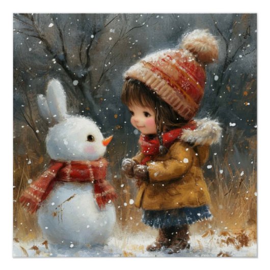 Frostige Paws: Ein bisschen Whimsy Bunny Poster (Vorderseite)