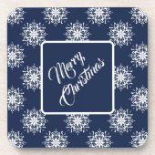 Frostige Schneeflocken auf einem Mitternachtshimme Getränkeuntersetzer (Vorderseite)