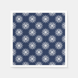 Frostige Schneeflocken-Design auf einem Mitternach Serviette