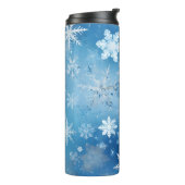 Frostige Schneeflocken Thermosbecher (Nach links gedreht)