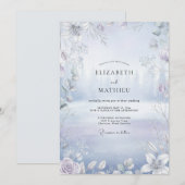Frostige Silber-Eukalyptus-Hochzeit Einladung (Vorne/Hinten)