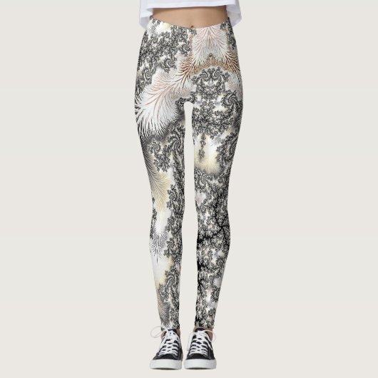 Frostige Silver Ice Kristalle Frozen Look Fraktal Leggings (Vorderseite)