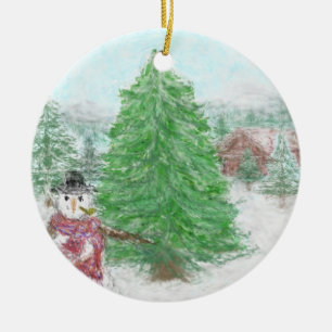 Frostige Szene Keramik Ornament