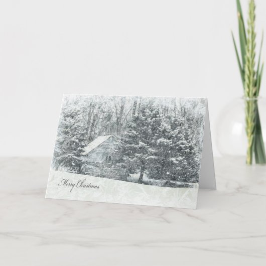 frostige Weihnachtslandschaft Feiertagskarte (Vorderseite)