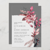 Frostige Winter Rot Blumen Einladung (Vorne/Hinten)