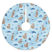 Frostige Winterfüchse Polyester Weihnachtsbaumdecke (Vorderseite)