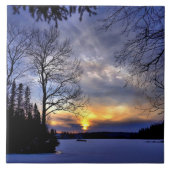 Frostige Winternacht Fliese (Vorderseite)