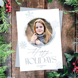 Frostige Winterschneeflocken Blauer Happy Holidays Feiertagskarte
