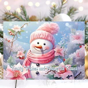 Frostige Wünsche und Weihnachtsstern-Küsse Schneem Feiertagskarte