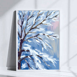 Frostige Zweige | Winter-Schneebaum-Malerei Poster