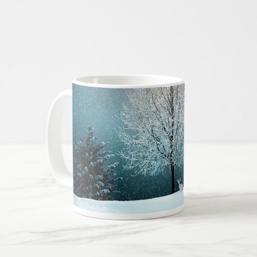 Frostiger Baum am Abend Kaffeetasse (Vorderseite Links)