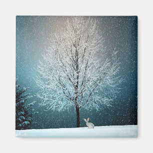 Frostiger Baum am Abend Magnet