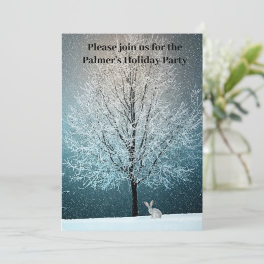 Frostiger Baum im Abend Einladung (Stehend Vorderseite)