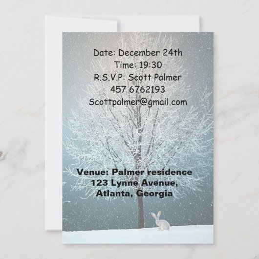 Frostiger Baum im Abend Einladung (Rückseite)