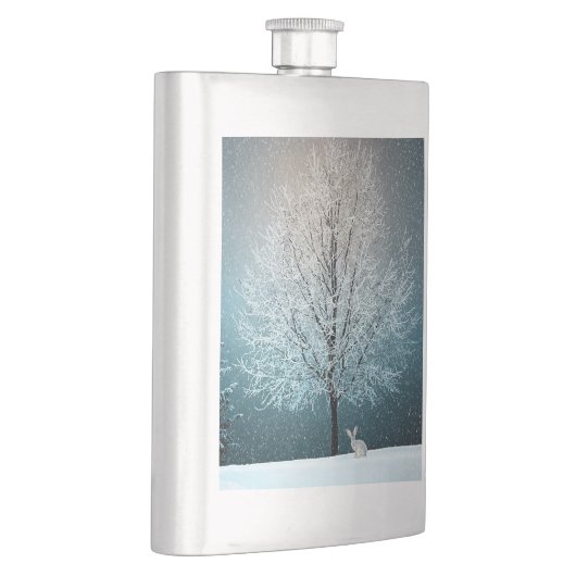 Frostiger Baum im Abend Flachmann (Rechts)