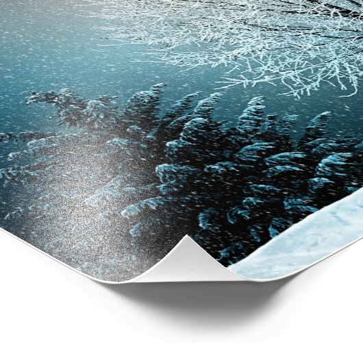 Frostiger Baum im Abend Fotodruck (Ecke)