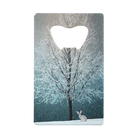 Frostiger Baum im Abend Geldbeutel Flaschenöffner (Rückseite)