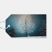 Frostiger Baum im Abend Geschenkanhänger (Rückseite Horizontal)