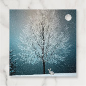 Frostiger Baum im Abend Geschenkanhänger (Rückseite)