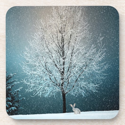 Frostiger Baum im Abend Getränkeuntersetzer (Vorderseite)