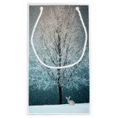 Frostiger Baum im Abend Kleine Geschenktüte (Rückseite)