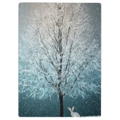 Frostiger Baum im Abend Klemmbrett (Rückseite)