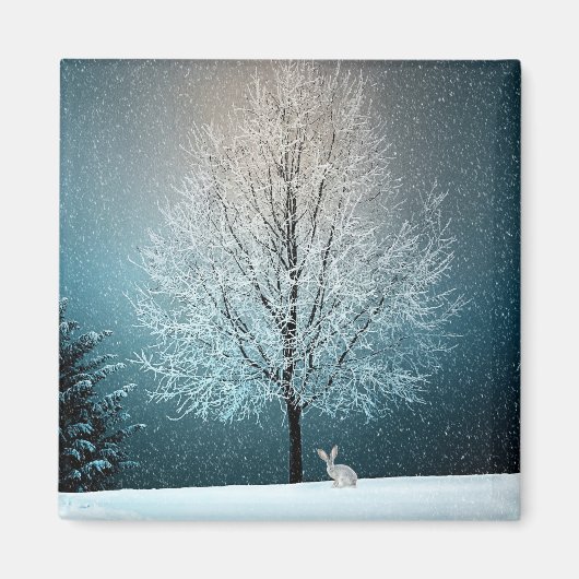 Frostiger Baum im Abend Magnet (Vorne)