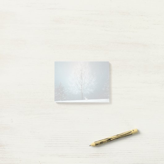 Frostiger Baum im Abend Post-it Klebezettel (Auf Schreibtisch)