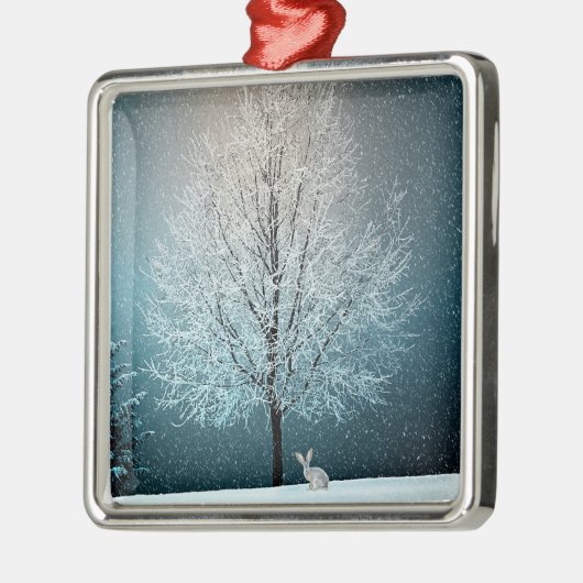 Frostiger Baum im Abend Schneeflockenwickler Ornament Aus Metall (Links)