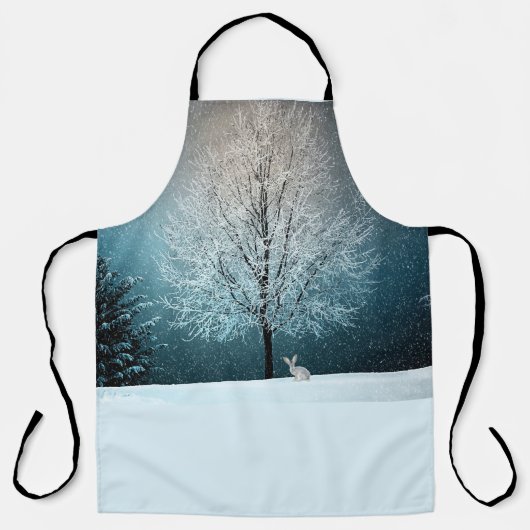 Frostiger Baum im Abend Schürze (Vorderseite)