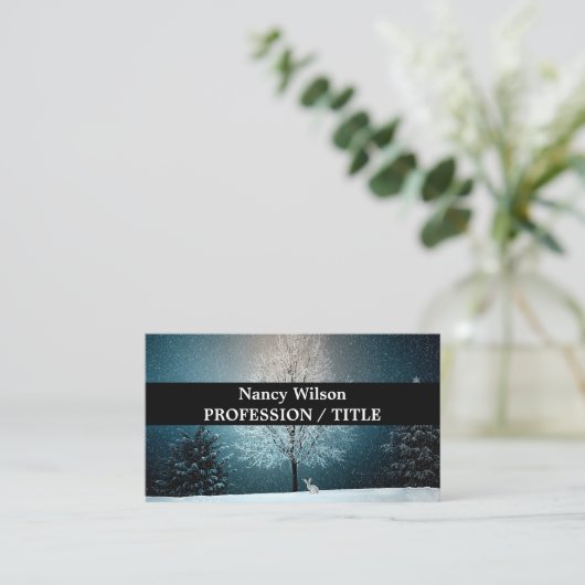 Frostiger Baum im Abend Visitenkarte (Stehend Vorderseite)
