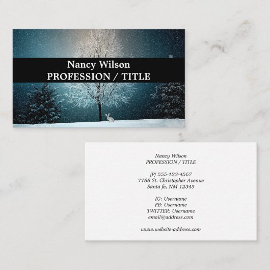 Frostiger Baum im Abend Visitenkarte (Vorne/Hinten)