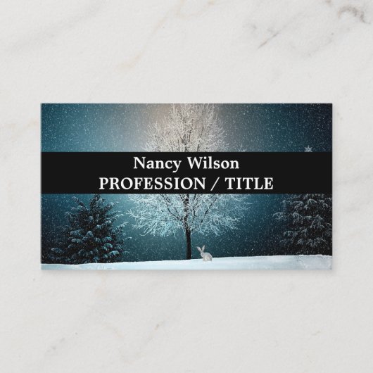 Frostiger Baum im Abend Visitenkarte (Vorderseite)