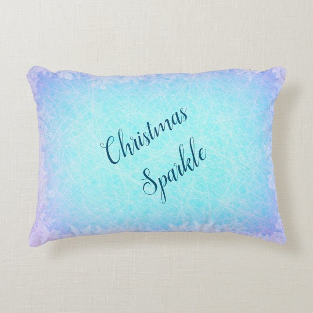 Frostiger blauer Weihnachtsfunkel Dekokissen (Vorderseite)
