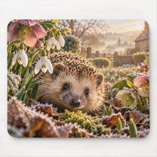 Frostiger Gartendesign mit Igel Mousepad (Vorne)