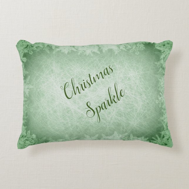 Frostiger grüner Weihnachtsfunkel Dekokissen (Vorderseite)