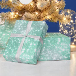 Frostiger Minz-Glanz Weiß Glitter-Muster Geschenkpapier