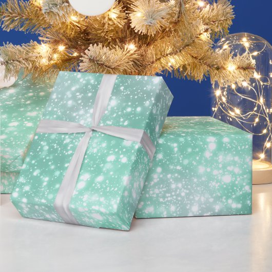 Frostiger Minz-Glanz Weiß Glitter-Muster Geschenkpapier (Feiertage)
